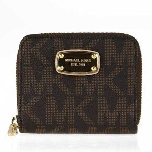 Michael Kors Signature Jet Set Zip Around Bifold Wallet 35H2GJSZ5B Brown